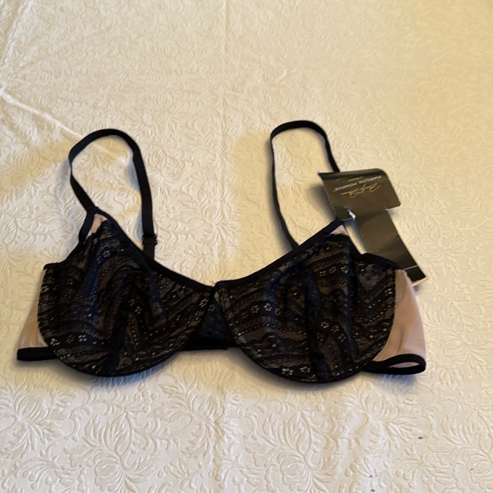 Marilyn Monroe Black and Tan Lace Bra